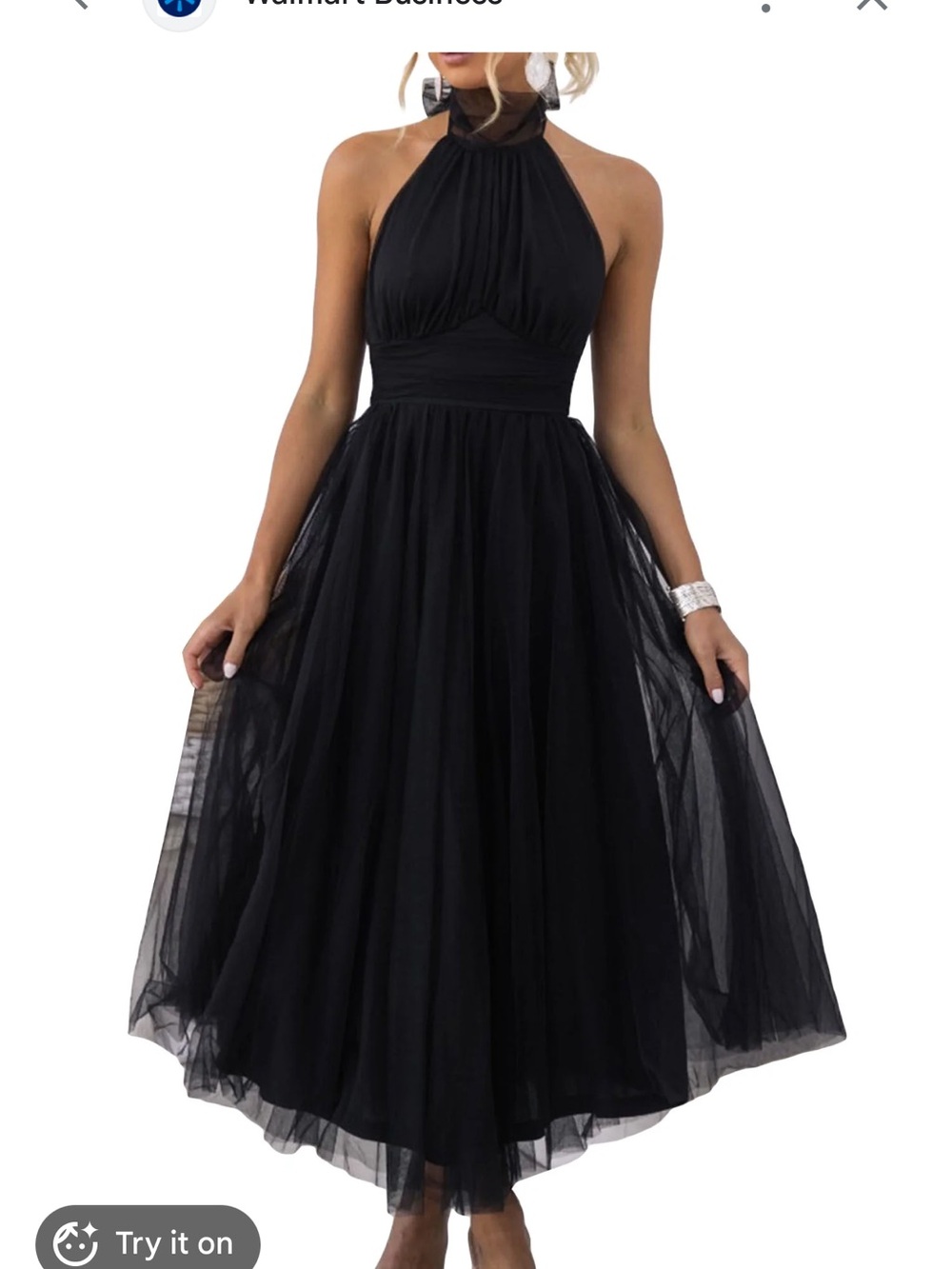 Source Unknown Black Halter Tulle Girls Dress